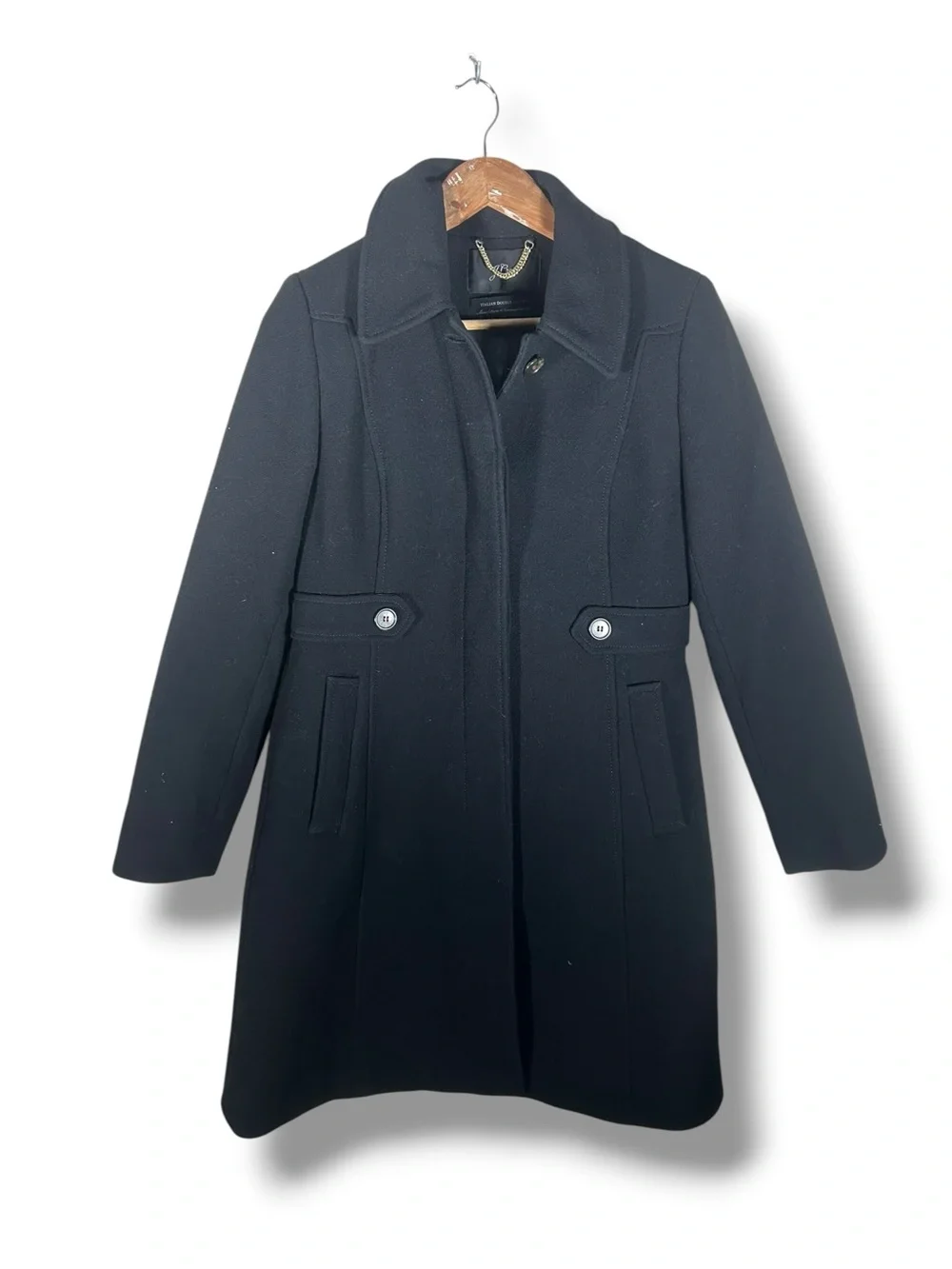 J. Crew Black Wool Double Cloth Coat Lady Topcoat Black Size 8 Petite - Picture 2 of 14